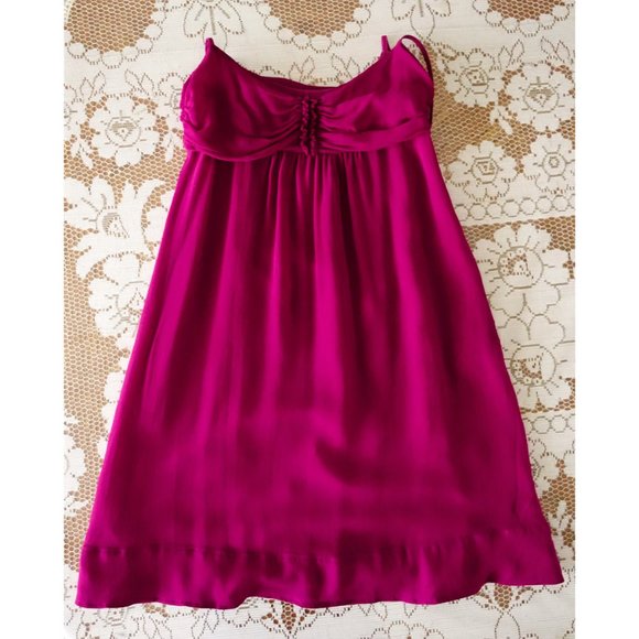 Burberry Magenta Fuchsia Pink Silk Spaghetti Strap Cami Slip Dress size Small - Picture 4 of 4
